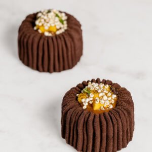 Entremet de hojicha y caqui